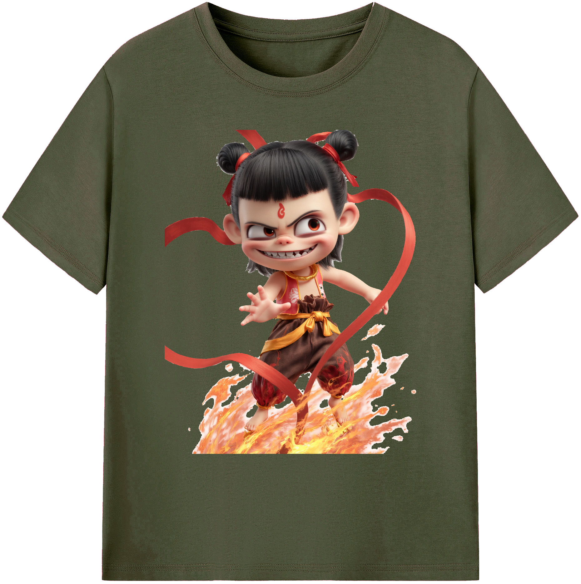 （画像用） Ne Zha 2 ナタ 魔童の大暴れ 綿100％ メンズ半袖Tシャツ｜肌触りやわらか＆通気性